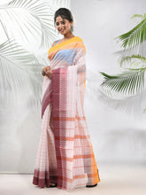 White Pure Cotton Tant Saree With Woven Designs-MA51TT43430131